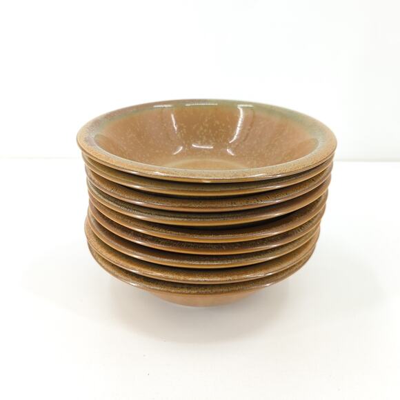 Studio Nova Copper Suite Stoneware Soup Cereal Bowls Glossy Mottled Brown Set 9
